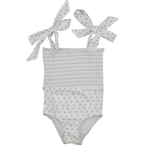 Pink Rosebud Smocked Lycra  Swimsuit | Cecil and Lou