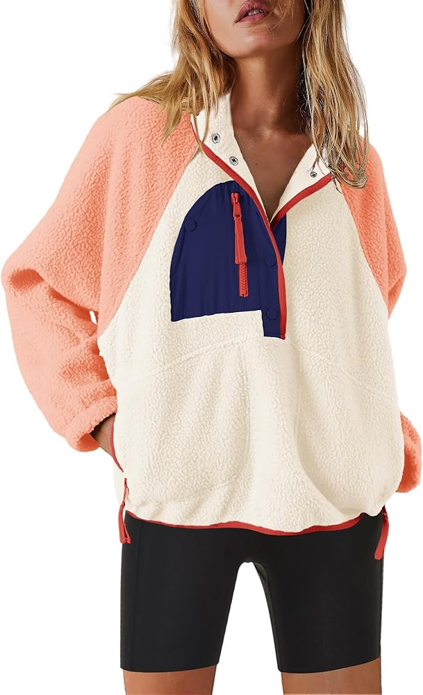 Nirovien Womens Fleece Pullover Long Sleeve Sherpa Jacket Button Down Fuzzy Sweatshirt Warm Outwe... | Amazon (US)