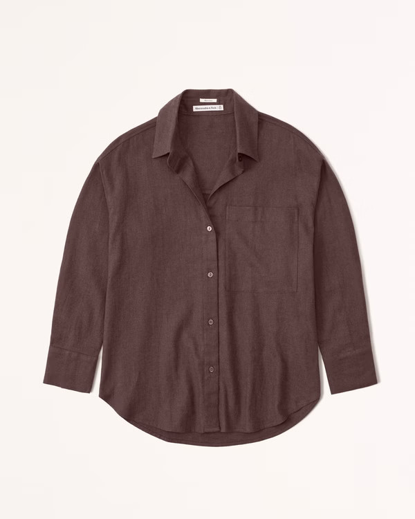 Oversized Linen-Blend Shirt | Abercrombie & Fitch (US)