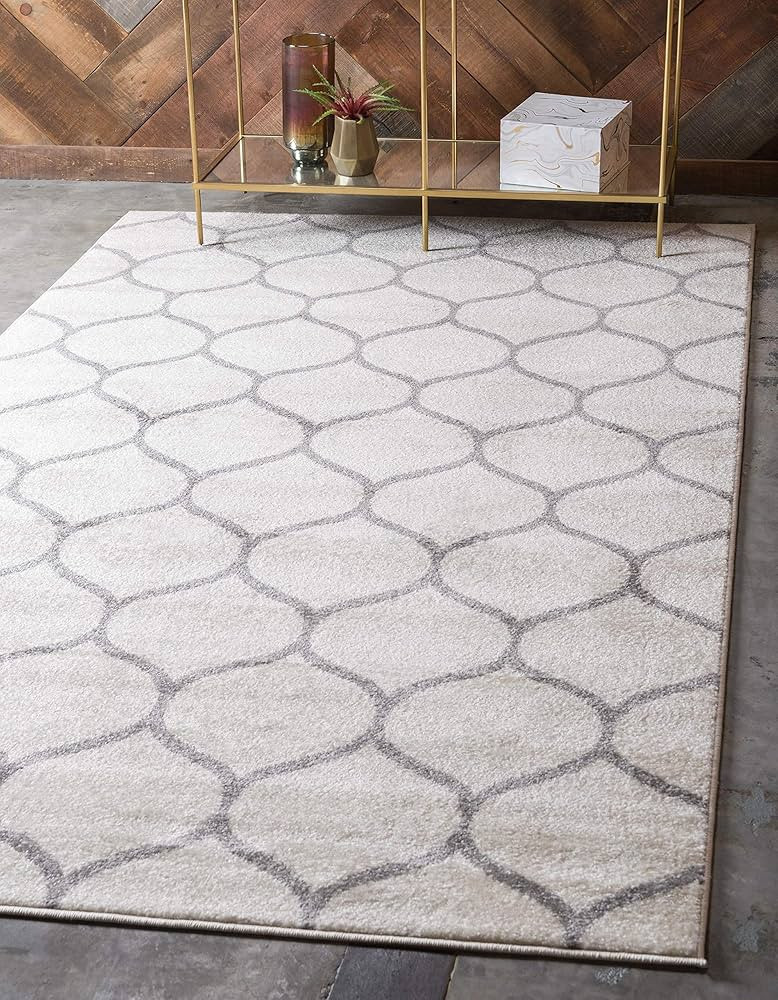 Unique Loom Trellis Frieze Collection Area Rug - Rounded (8' x 10', Ivory/ Gray) | Amazon (US)