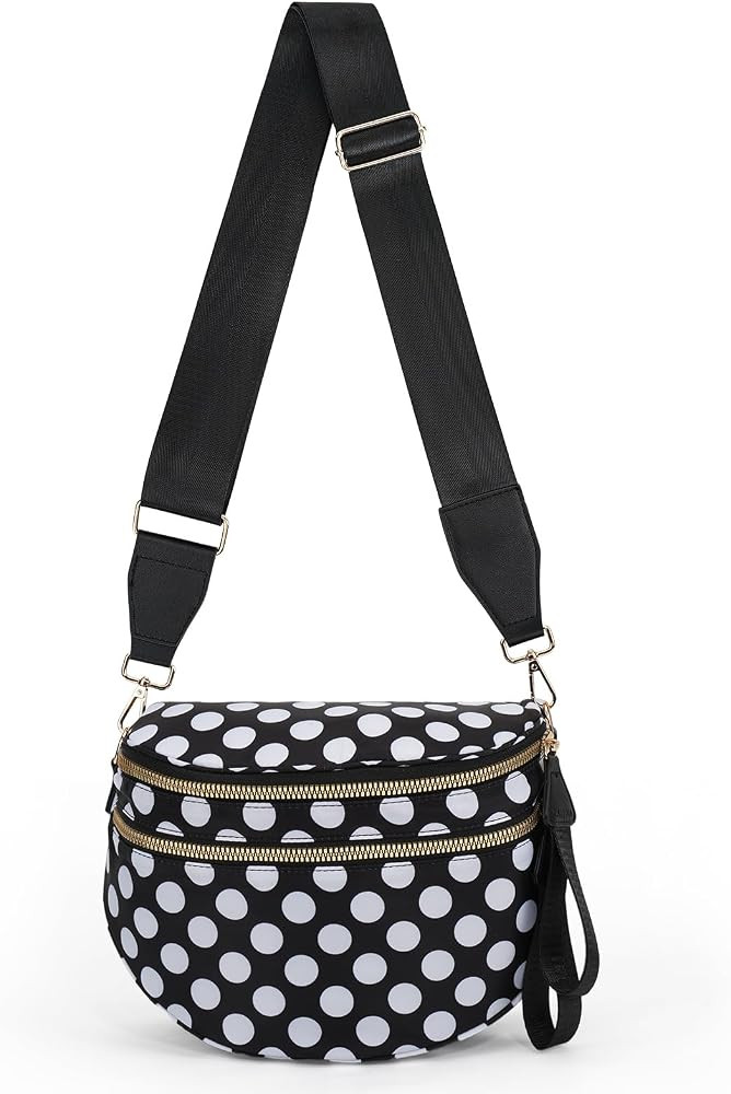 Checkered Crossbody Bum Bags for Women Large Nylon Belt Purse Fanny Packs Bag with Adjustable Sho... | Amazon (US)
