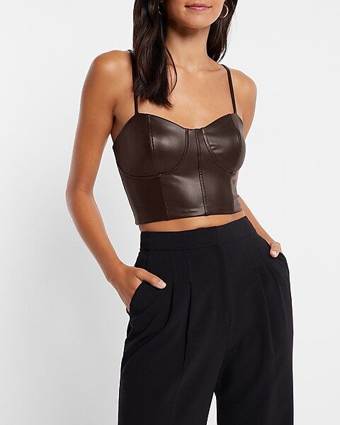 Body Contour Faux Leather Corset Cropped Top | Express