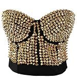 Alivila.Y Fashion Metallic Spike Punk Goth Bra Clubwear 926-Gold-XL | Amazon (US)