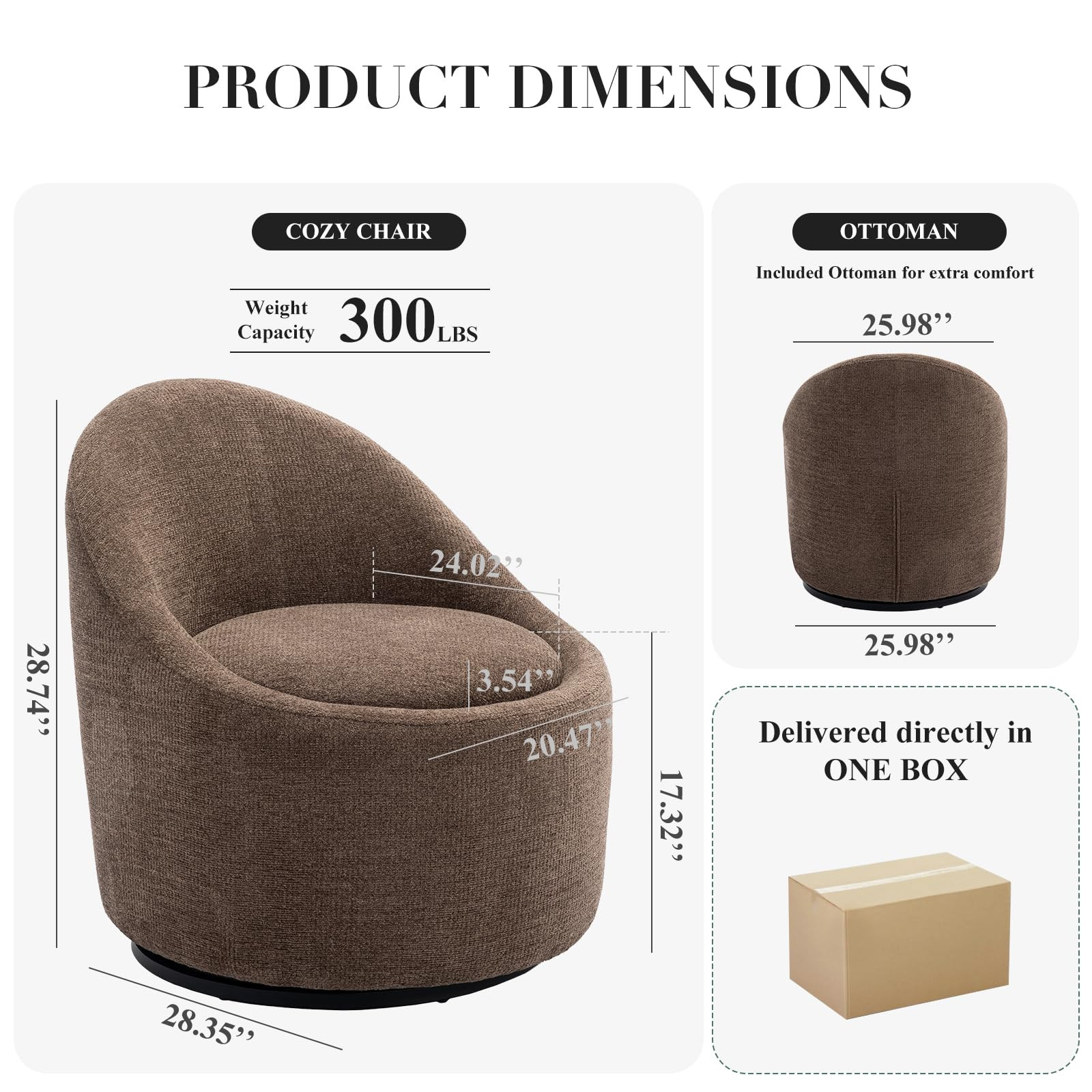 Swivel Accent Chair Set of 2, 360° Swivel Barrel Chair with Hidden Storage, Modern Small Round S... | Amazon (US)