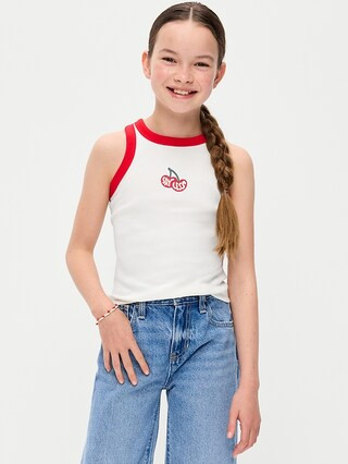 Fitted Ribbed Graphic Tank Top for Girls | Old Navy (US)