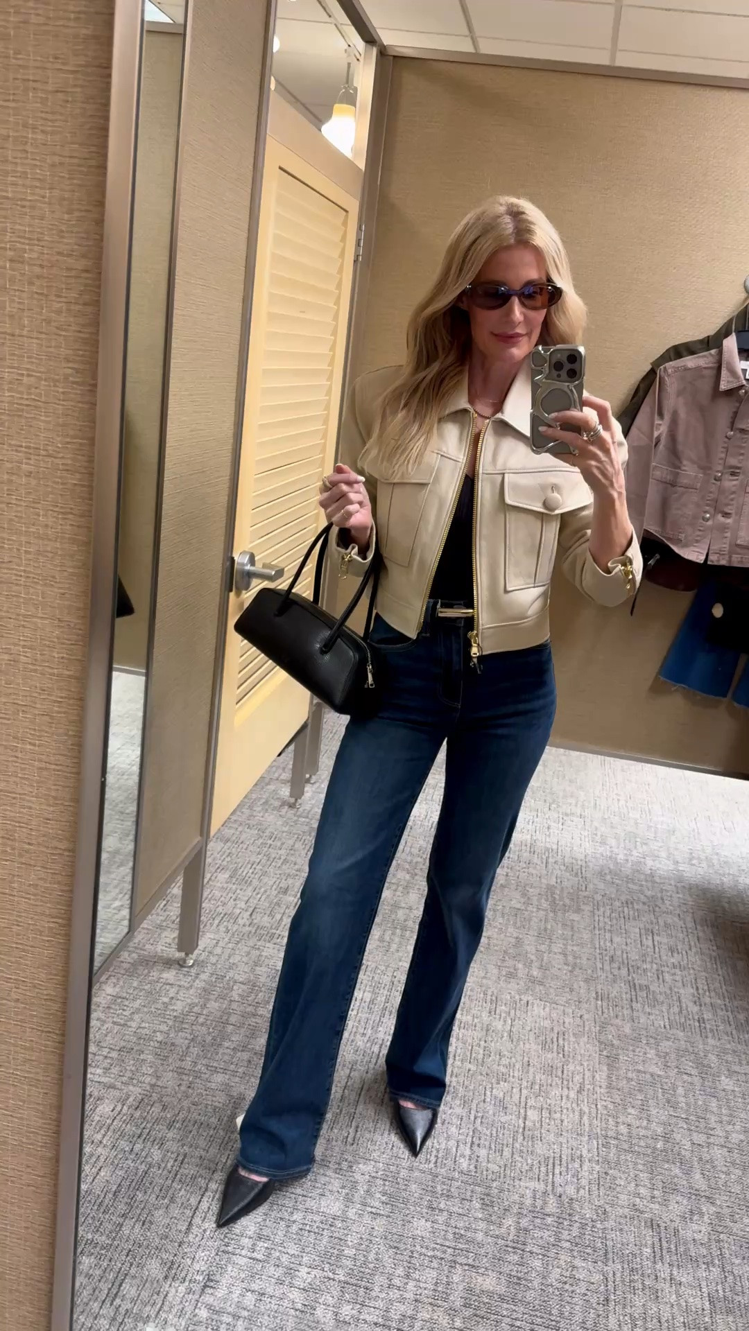 This L’Agence jacket is not part of the Nordstrom Anniversary Sale, but it is still absolutely amazing — I love the strong shoulders, gold zipper, and cool polished fit. The rest of this look is part of the NSALE, including these flattering Pistola slim bootcut jeans that create such a long, lean leg line. I’m wearing an XS in the jacket and a size 24 in the jeans. #Nsale

#LTKootd #LTKOver40 #LTKSaleAlert
