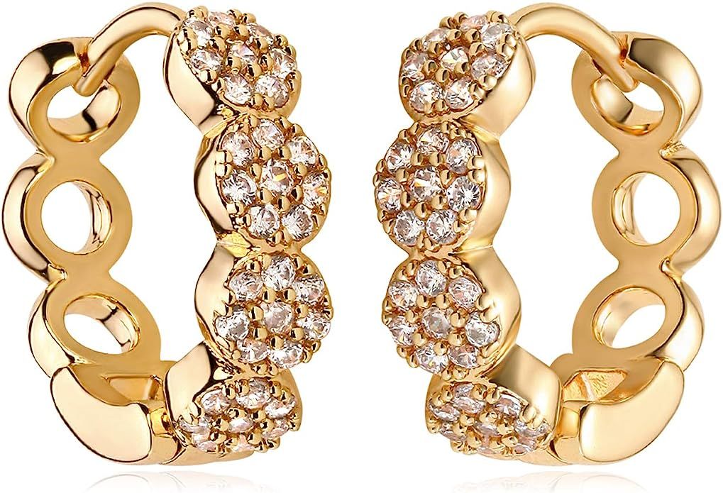 Amazon.com: MYEARS Women Chain Earrings Gold Huggie Hoop Open Circle Link Diamond Cubic Zirconia ... | Amazon (US)