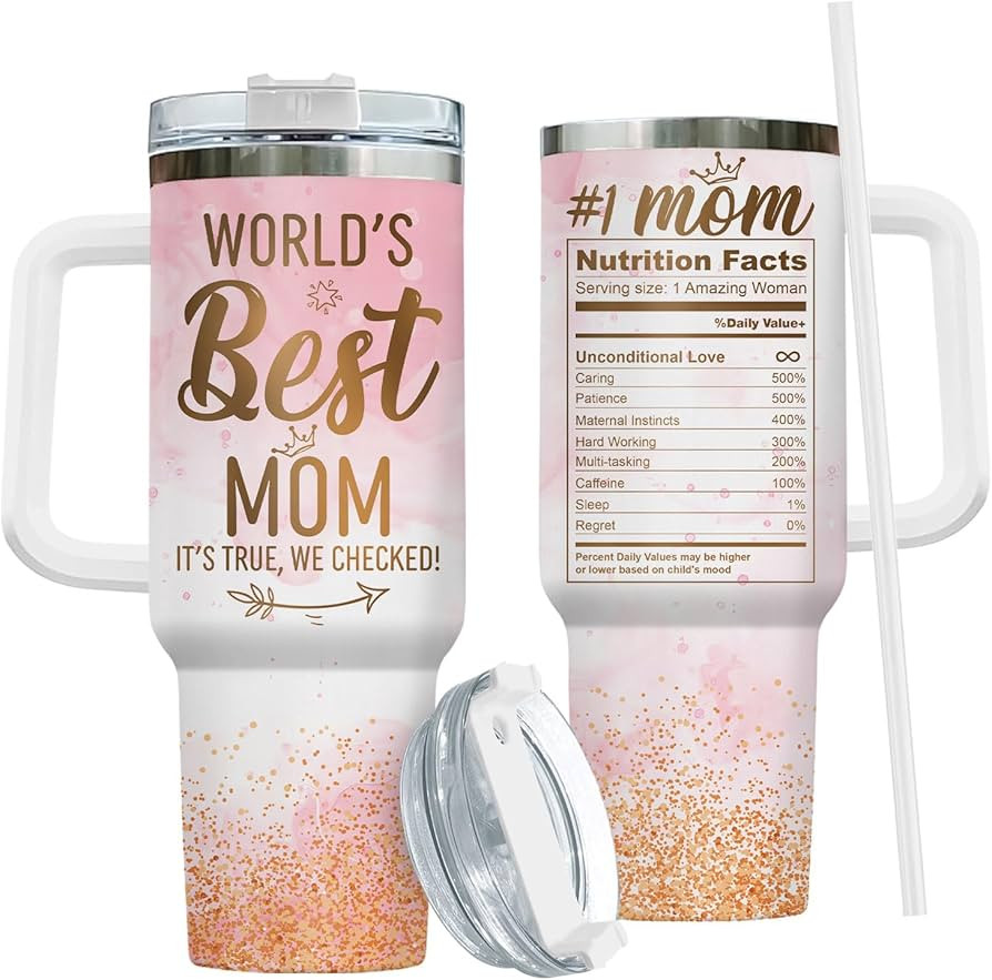 34HD Best Mom Ever Tumbler 40oz – Momma Nutrition Facts Cup, Mothers Day Gift for Mom from Daug... | Amazon (US)