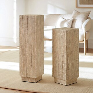Camino Wood Pedestal Handmade Oak with Light Whitewash & Floating Base | Ballard Designs, Inc.