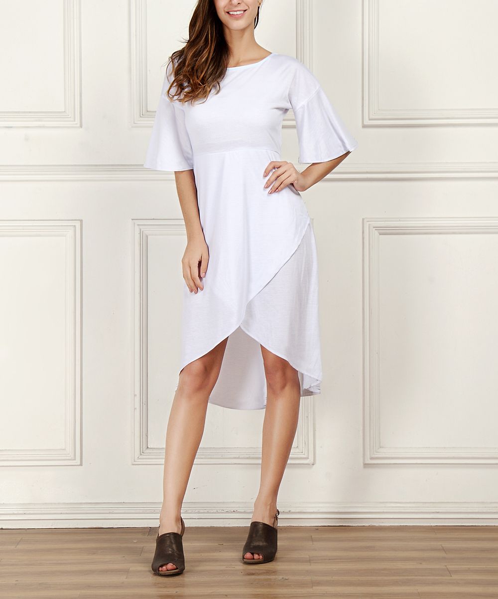 White Hi-Low Wrap Dress - Women & Plus | zulily