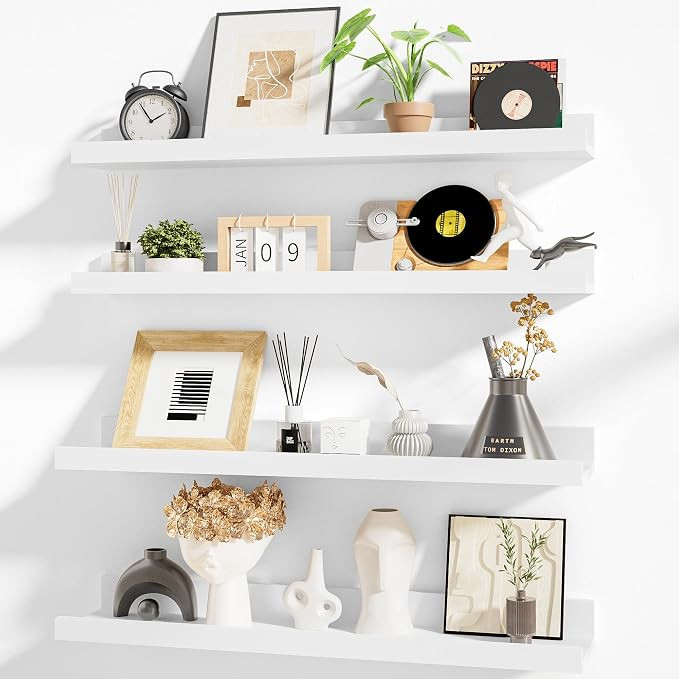 Heimlove Picture Ledge Shelf,24 inch Long Floating Shelves for Wall Set of 4,White Picture Shelf ... | Amazon (US)