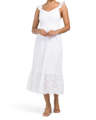 Eyelet Ruffle Tiered Maxi Dress | TJ Maxx