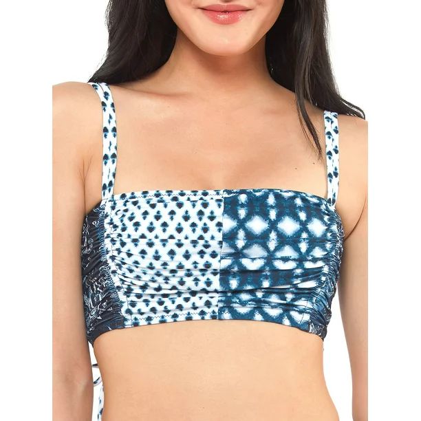 Jessica Simpson Women's Contemporary Batik Babe Shirred Bandeau Bra Swimsuit | Walmart (US)