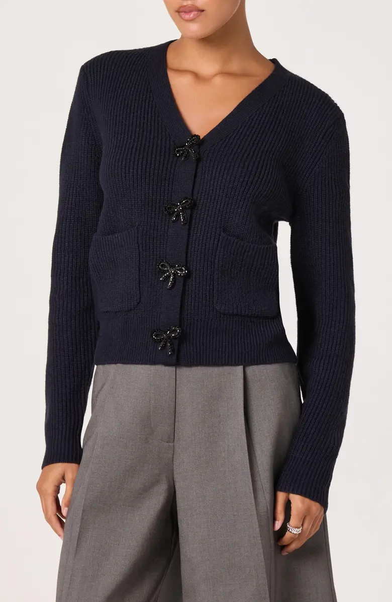 Crystal Embellished Bow Detail Cardigan | Nordstrom