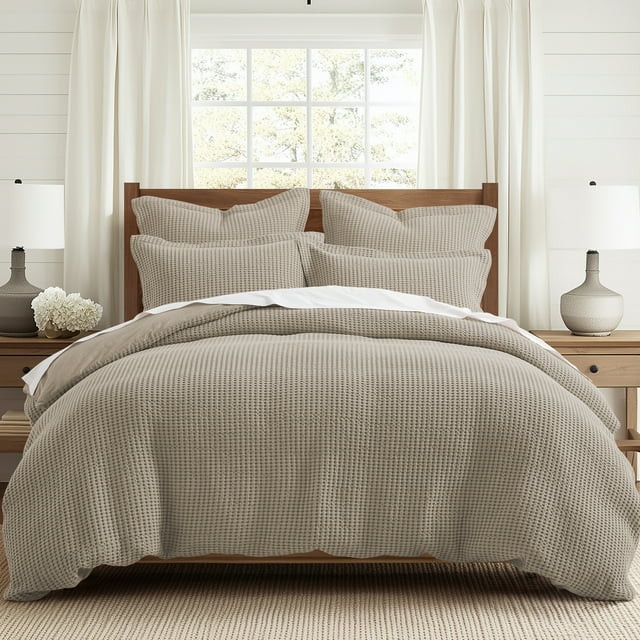 Levtex Home - Mills Waffle Beige Fawn Duvet Cover Set - King/Cal King Duvet Cover + Two King Pill... | Walmart (US)