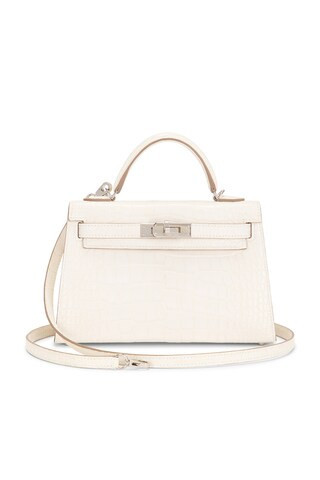 Hermes Matte Alligator Kelly 20 Sellier Handbag in White | FWRD 