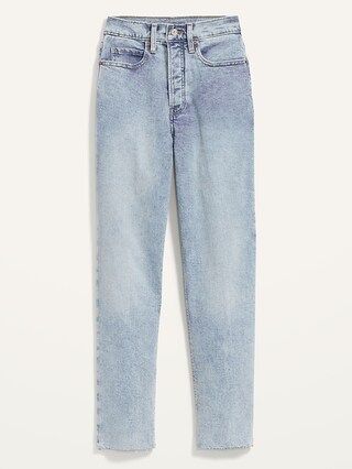 Extra High-Waisted Sky-Hi Button-Fly Straight Raw-Hem Jeans for Women | Old Navy (US)