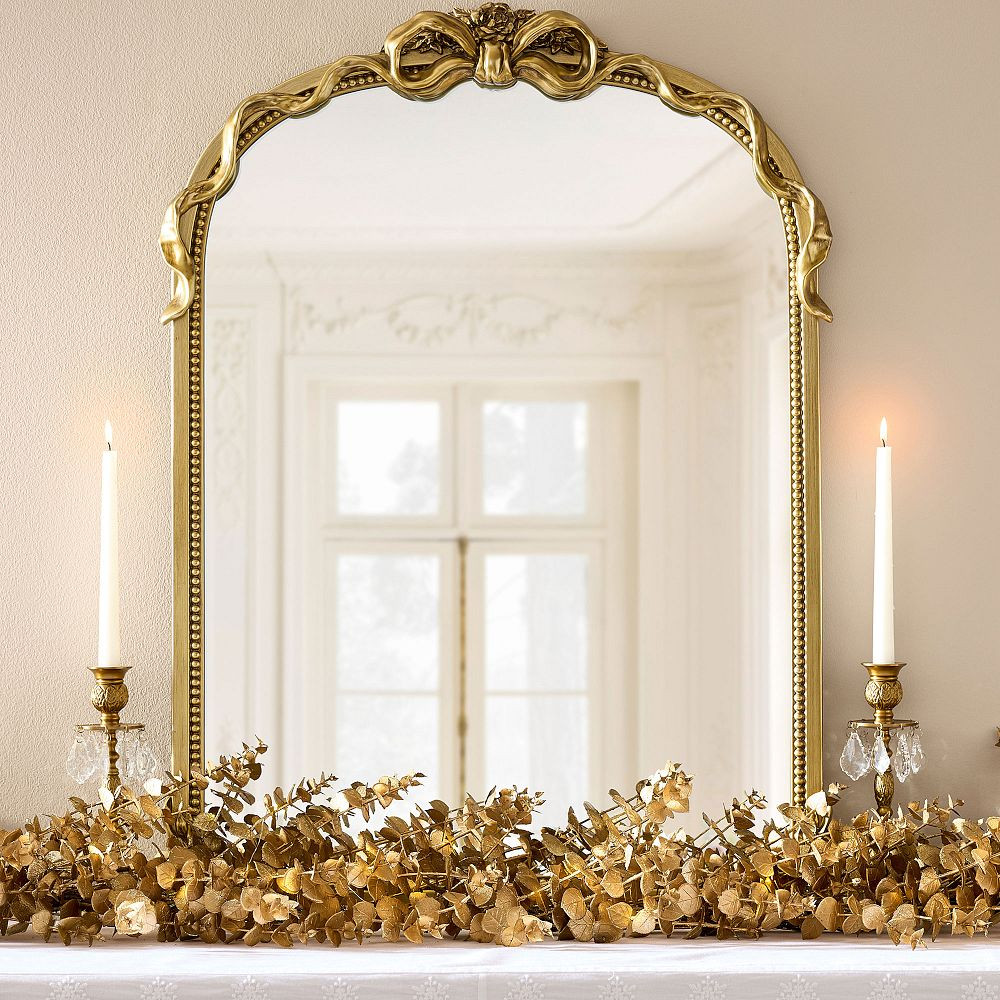 LoveShackFancy Gold Bow Arched Mirror (26"x 35.75") | Pottery Barn Teen