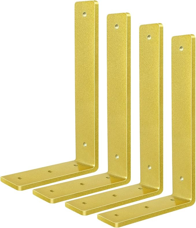 Gold Floating Shelf Bracket 12 Inch, 4 Pack Heavy Duty Shelf Brackets, Wall Shelf Bracket for DIY... | Amazon (CA)