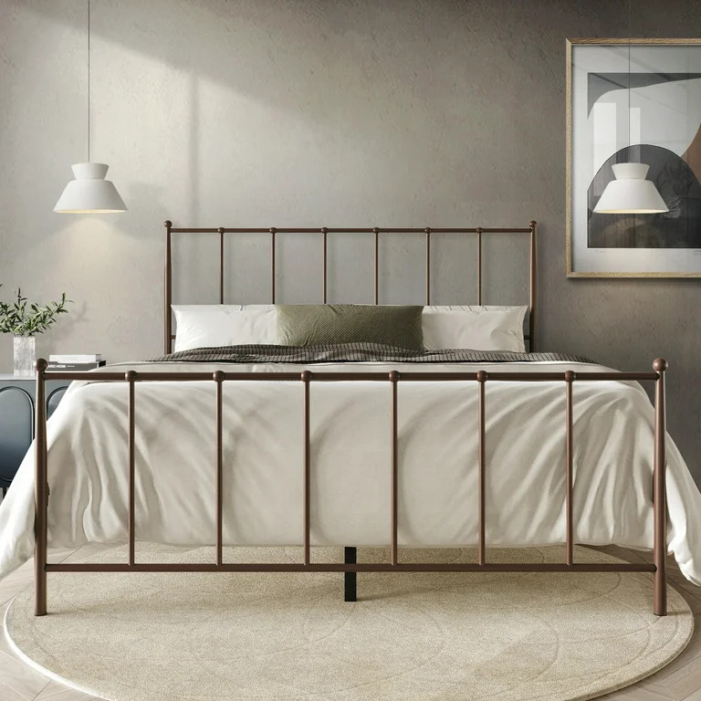 Castle Place Classic King Size Metal Platform Bed, Brown | Walmart (US)