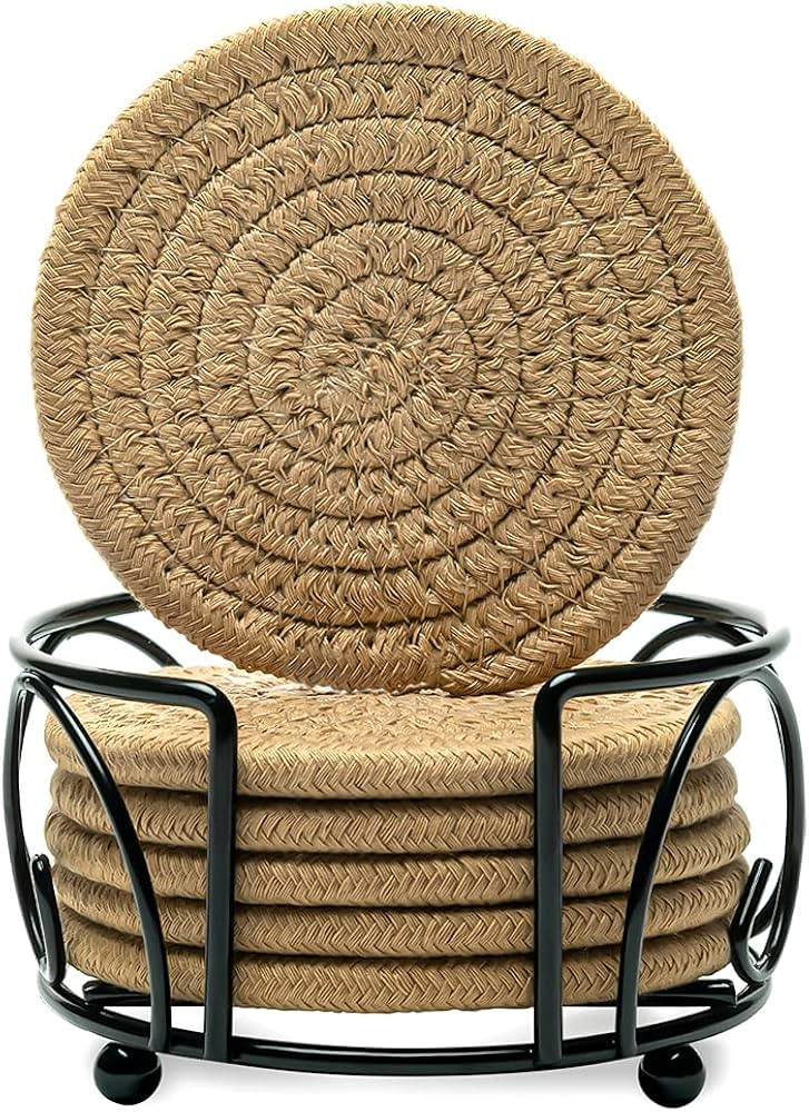 Coasters for Drinks, Absorbent Coasters for Coffee Table, Wooden Table, Farmhouse Coaster Set, Ha... | Amazon (US)