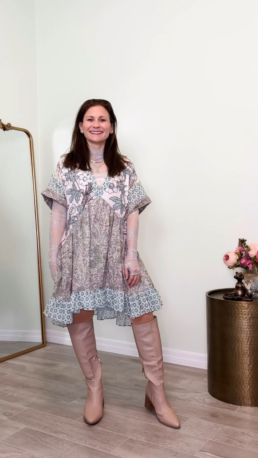 Skipping the classic Christmas colors and going full icy‑blue boho. Patchwork mini + lace layers = texture heaven. 

#LTKHoliday #LTKPetite #LTKootd