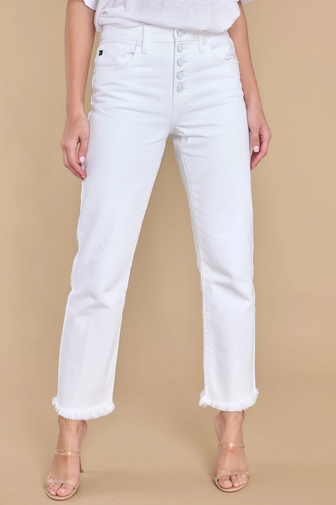 Just My Luck White Straight Leg Jeans | Red Dress 