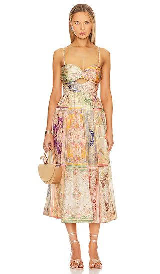 August Tie Front Midi Dress in Patch Floral | Revolve Clothing (Global)
