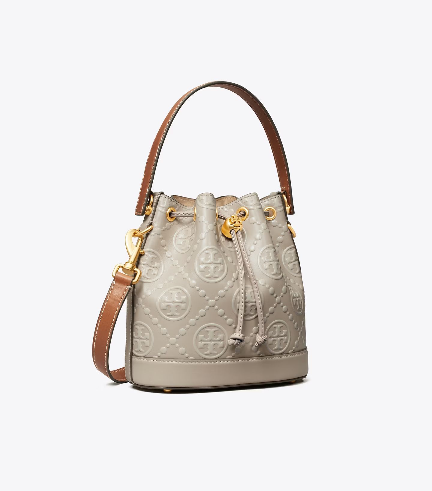 T Monogram Contrast Embossed Bucket Bag: Women's Designer Crossbody Bags | Tory Burch | Tory Burch (US)