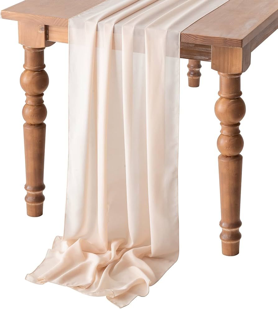 DOLOPL 10ft Beige Chiffon Table Runner Wedding Table Runner,29x120 inches Gauze Table Runner,Rust... | Amazon (US)