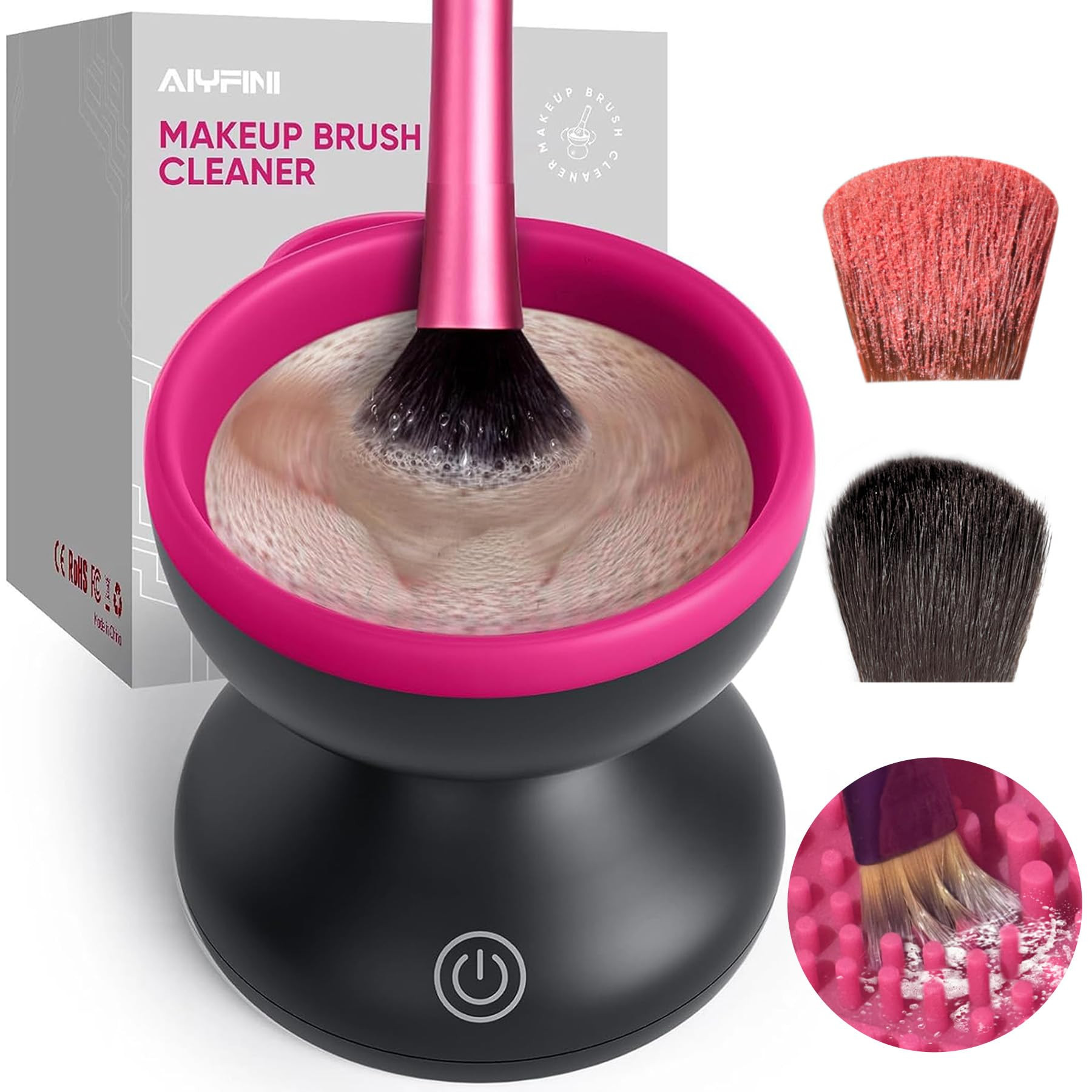 Alyfini Electric Makeup Brush Cleaner Machine, Powerful Friction Removes Residue on Make up Brushes Set/Sponge/Powder Puffs, Efficient Cleaning, Portable Spinning Washer, Save Cleanser & Shampoo | Amazon (US)
