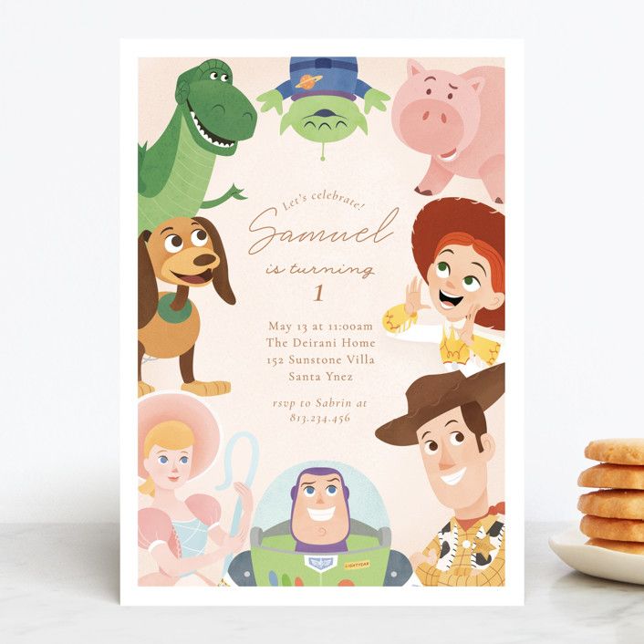 "Disney's and Pixar Toy Story Friends" - Customizable Children's Birthday Party Invitations in Be... | Minted