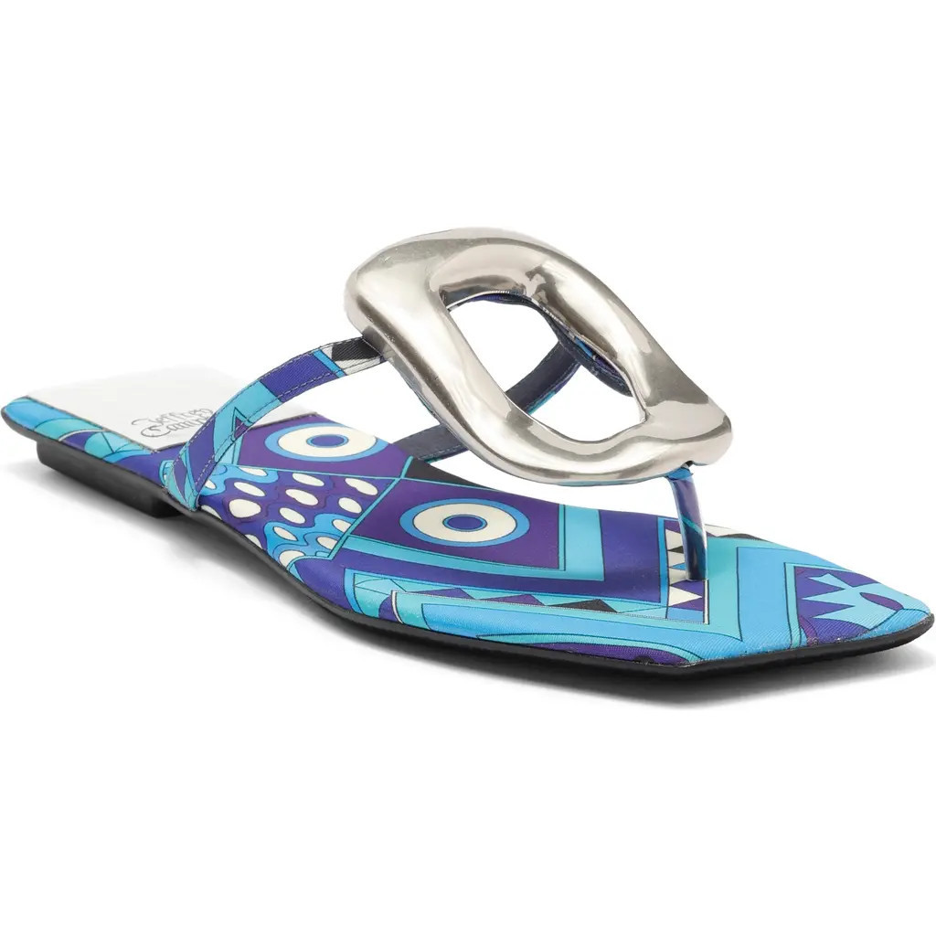 Jeffrey Campbell Linques Flip Flop in Navy Multi Silver at Nordstrom, Size 9.5 | Nordstrom