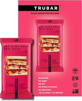 TRUBAR Vegan Protein Bar, Get In My Belly Pb & Jelly, Gluten Free, Plant Based, High Fiber, Dairy... | Amazon (US)