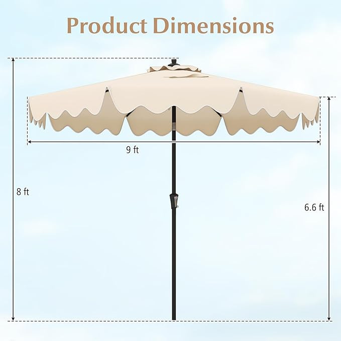 Tangkula 9Ft Patio Umbrella with Crank, 2-Tier Outdoor Umbrella with Push Button Tilt, Sun-Protec... | Amazon (US)