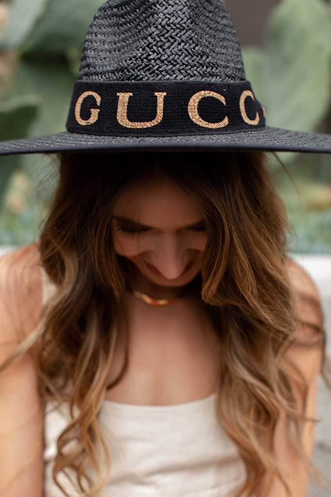 IN STOCK!! “Designer Inspired" Black Hat Band w/ Big Letters | Glitzy Bella