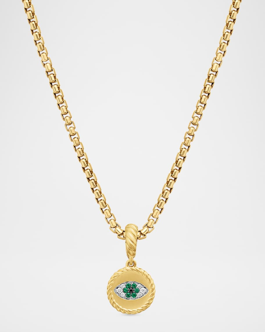 David Yurman Evil Eye Amulet with Blue Sapphires and Diamonds in 18K Gold, 18.8mm | Neiman Marcus