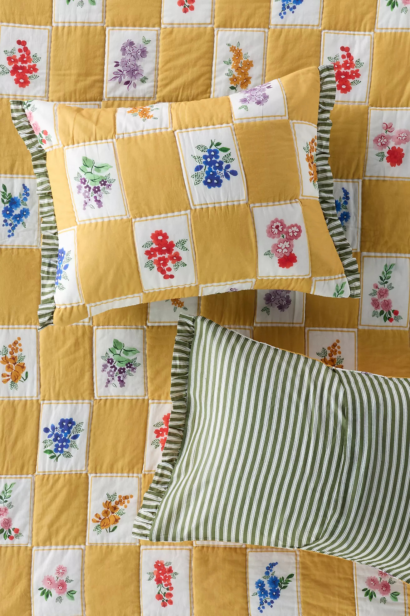 Cotton Voile Floral Printed Ruffle Shams, Set of 2 | Anthropologie (US)
