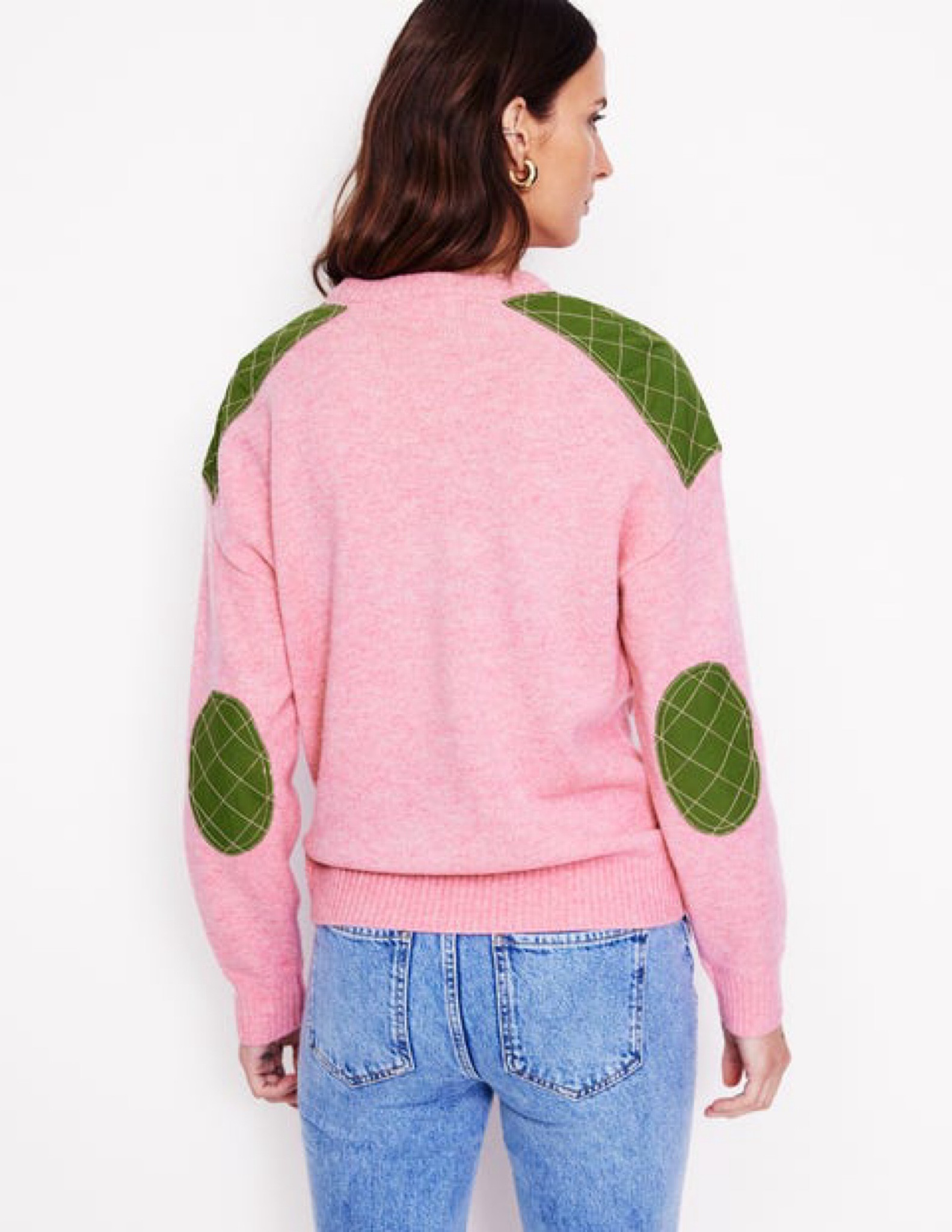 Pink and olive quilt patch sweater. Boden Labor day weekend sale 20% use code E7N4

#LTKFallSale #LTKSaleAlert #LTKSeasonal