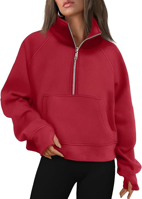 AUTOMET Womens Sweatshirts Half Zip Fleece Pullover Fall Outfits     Fall Fashion Clothes 2026,Cr... | Amazon (US)