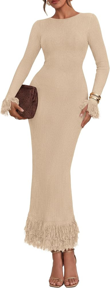 PRETTYGARDEN Womens Long Sleeve Bodycon Sweater Dress | Amazon (US)