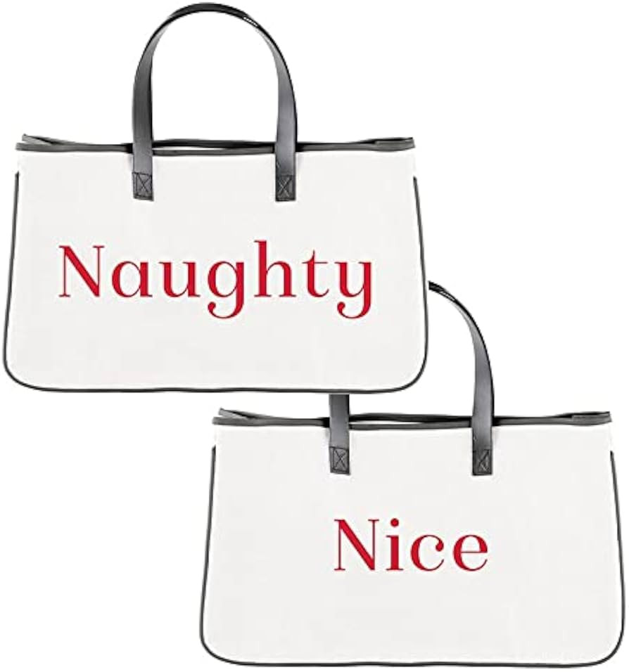 Santa Barbara Design Studio F2F Holiday Canvas Tote Bag, 20 x 11-Inch, Naughty/Nice | Amazon (US)