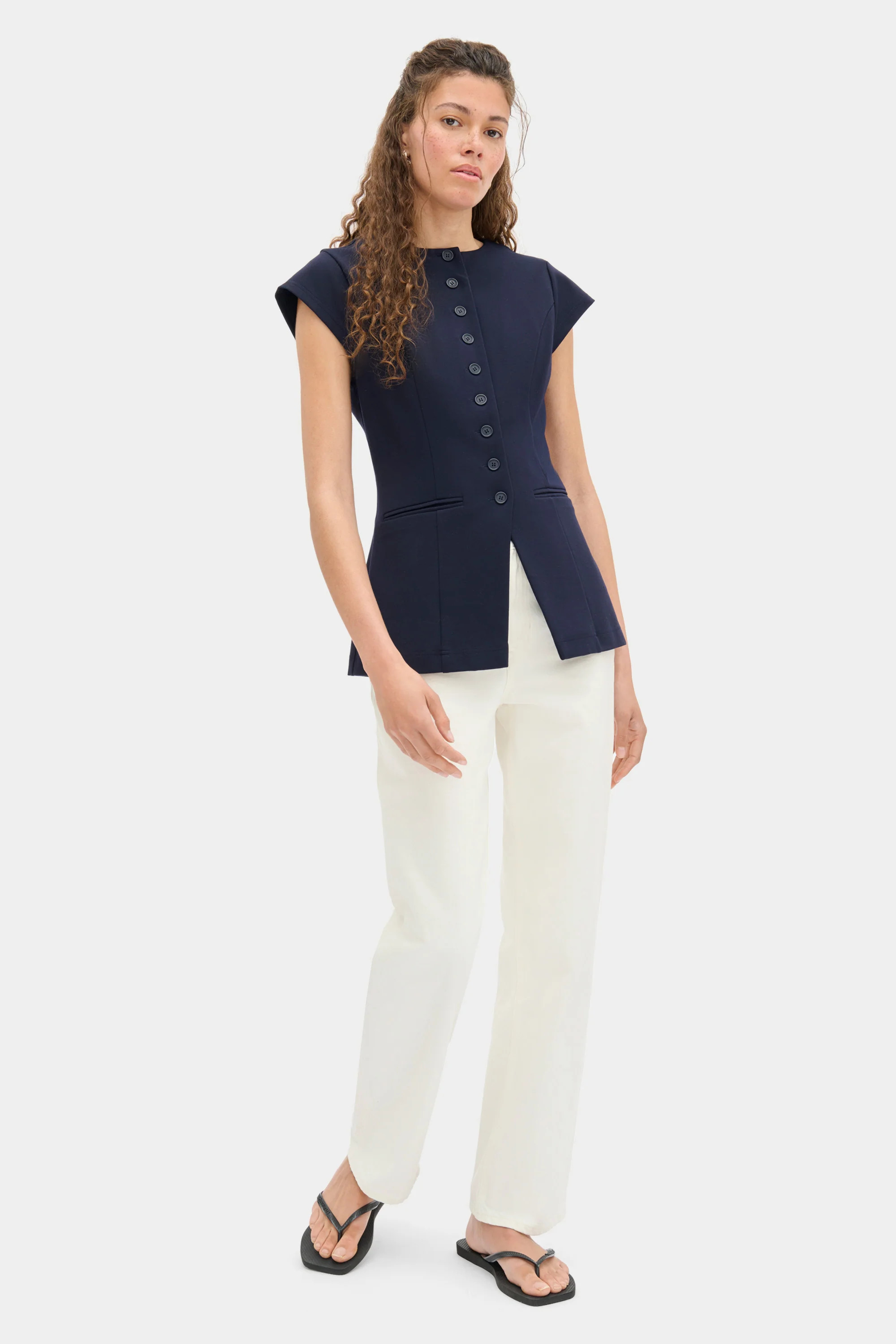 ALIGNE Fitted Ponte Top - Navy | Ariel | ALIGNE UK & EU