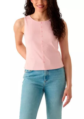 OLIVE + OAK Women's Button Up Tank Top, Pink, Medium | Belk