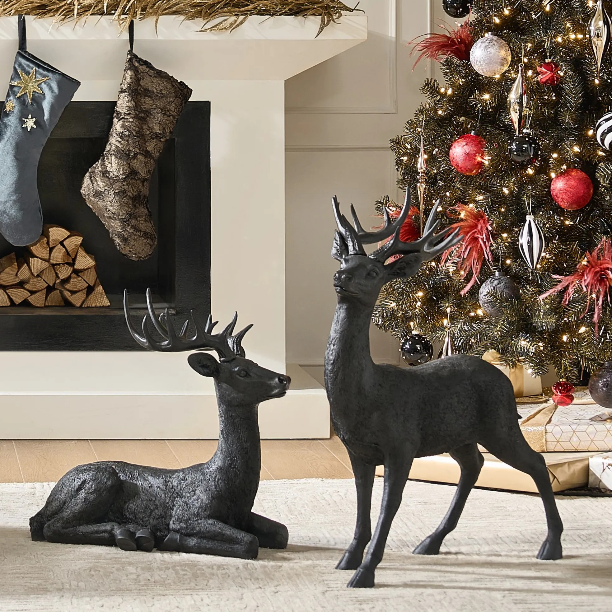 Majestic Deer | Black | Décor | Z Gallerie | Sitting - 22"W x 11.5"D x 21.75"H | Resin Stone powder | Z Gallerie