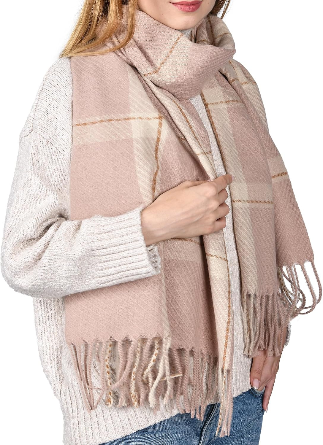 FURTALK Winter Scarf for Women Oversized Plaid Tassel Shawl Wrap | Amazon (US)