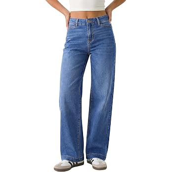 GRAPENT Wide Leg Jeans Woman High Waisted Trendy Stretchy Denim Pants Classic Trouser Jeans with ... | Amazon (US)
