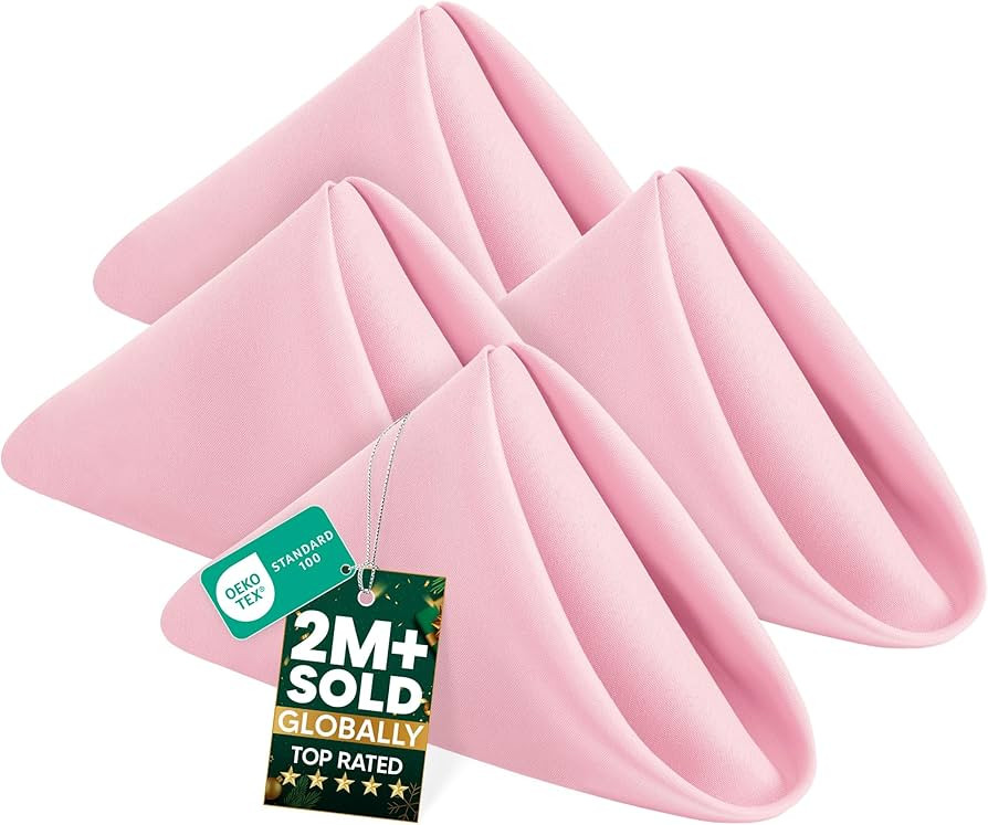 Utopia Home [24 Pack, Pink] Cloth Napkins 17x17 Inches, 100% Polyester Hemmed Edges, Washable and... | Amazon (US)