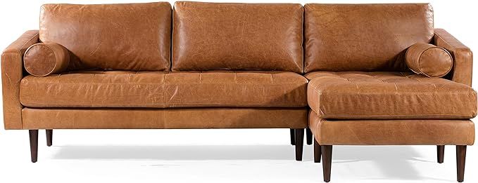 POLY & BARK Napa 104.5" Right-Facing Sectional Sofa in Full-Grain Pure-Aniline Italian Tanned Lea... | Amazon (US)