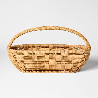 Long Oval Rattan Decorative Basket Brown - Threshold™ designed with Studio McGee | Target